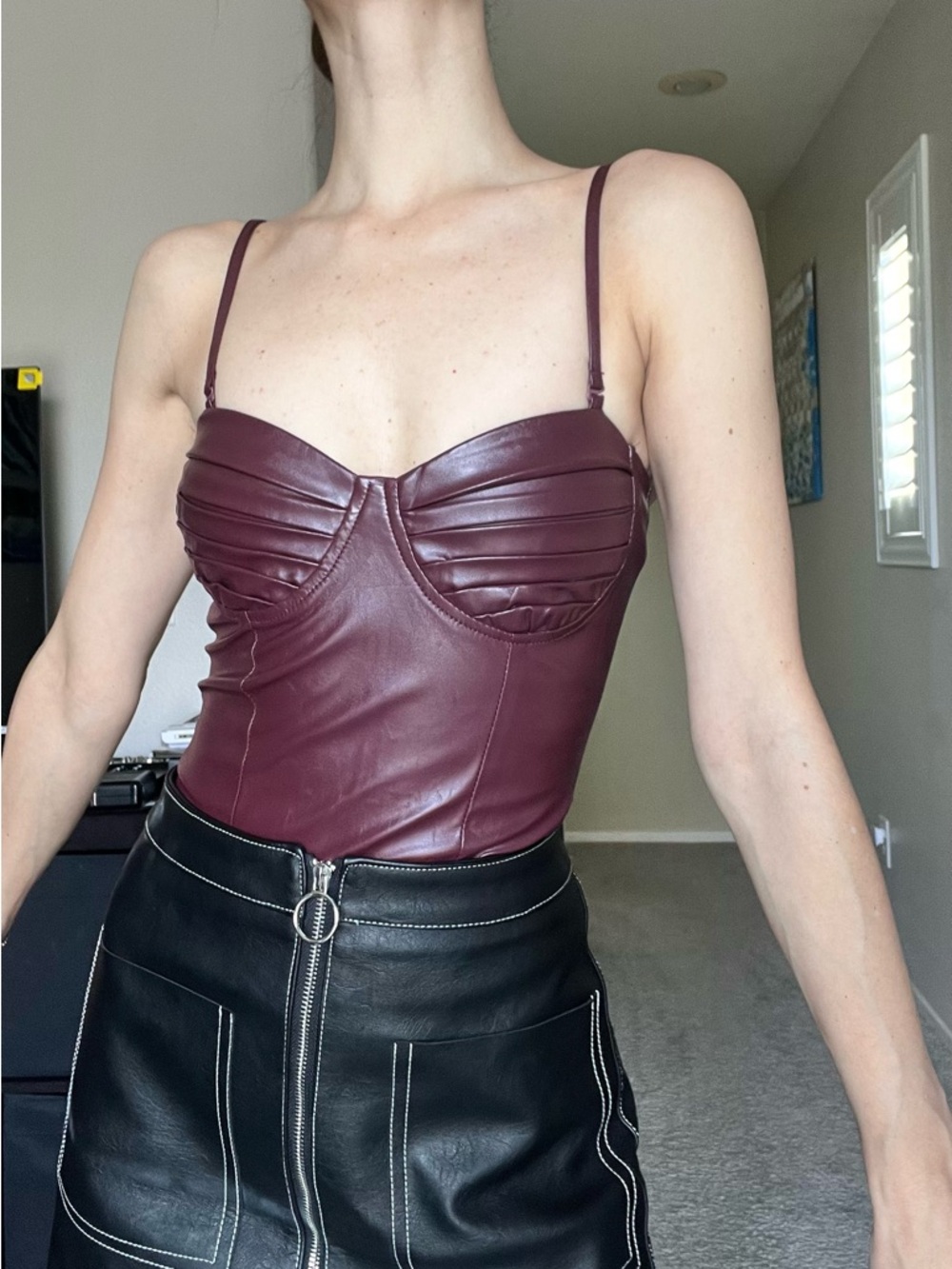Leather corset top NWOT